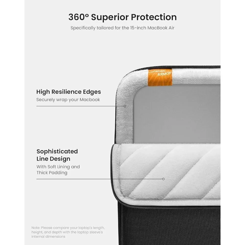 ✨Black Protective Laptop Sleeve 15inch MacBook Water-Resistant Computer Case Bag